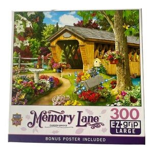 COMPLETE MasterPieces Alan Giana Memory Lane GARDEN BRIDGE 300 EZ Grip Lg Puzzle